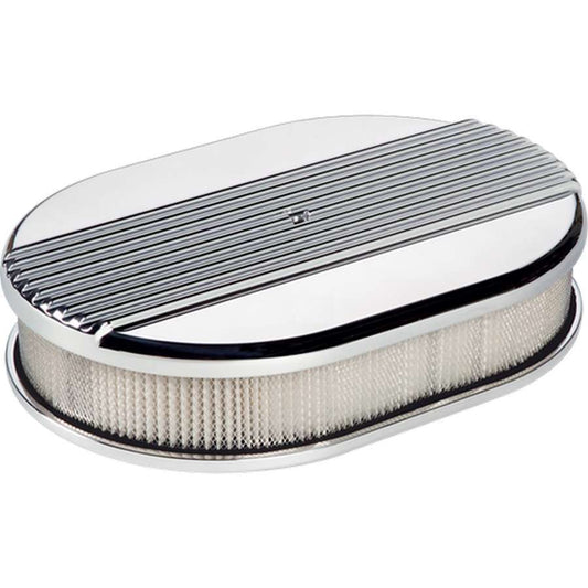 Billet Specialties Air Cleaner Assembly - 11.875 x 8.375 in Oval - 2 in Element - 5-1/8 in Carb Flange - Raised Base -