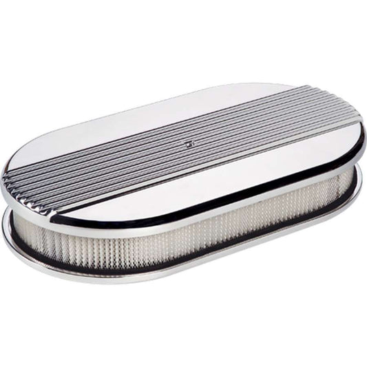 Billet Specialties Air Cleaner Assembly - 15 x 8.5 in Oval - 2 in Element - 5-1/8 in Carb Flange - Raised Base -