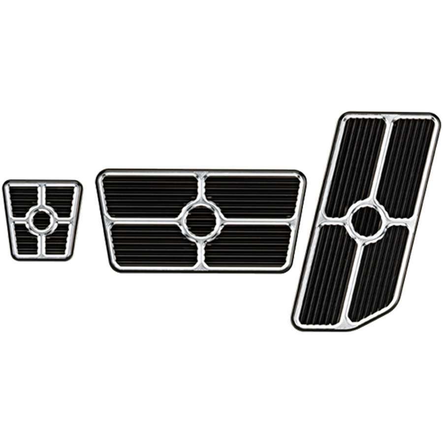 Billet Specialties Pedal Pad - Auto Trans - Brake / Gas / Parking Brake Pads - Grooved - Aluminum - Black Anodized /
