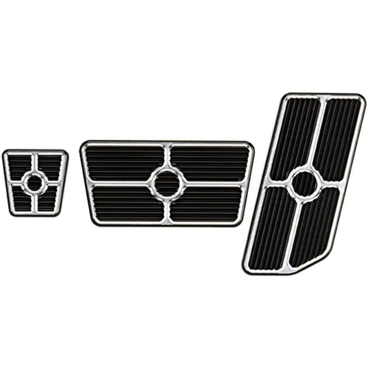 Billet Specialties Pedal Pad - Auto Trans - Brake / Gas / Parking Brake Pads - Grooved - Aluminum - Black Anodized /