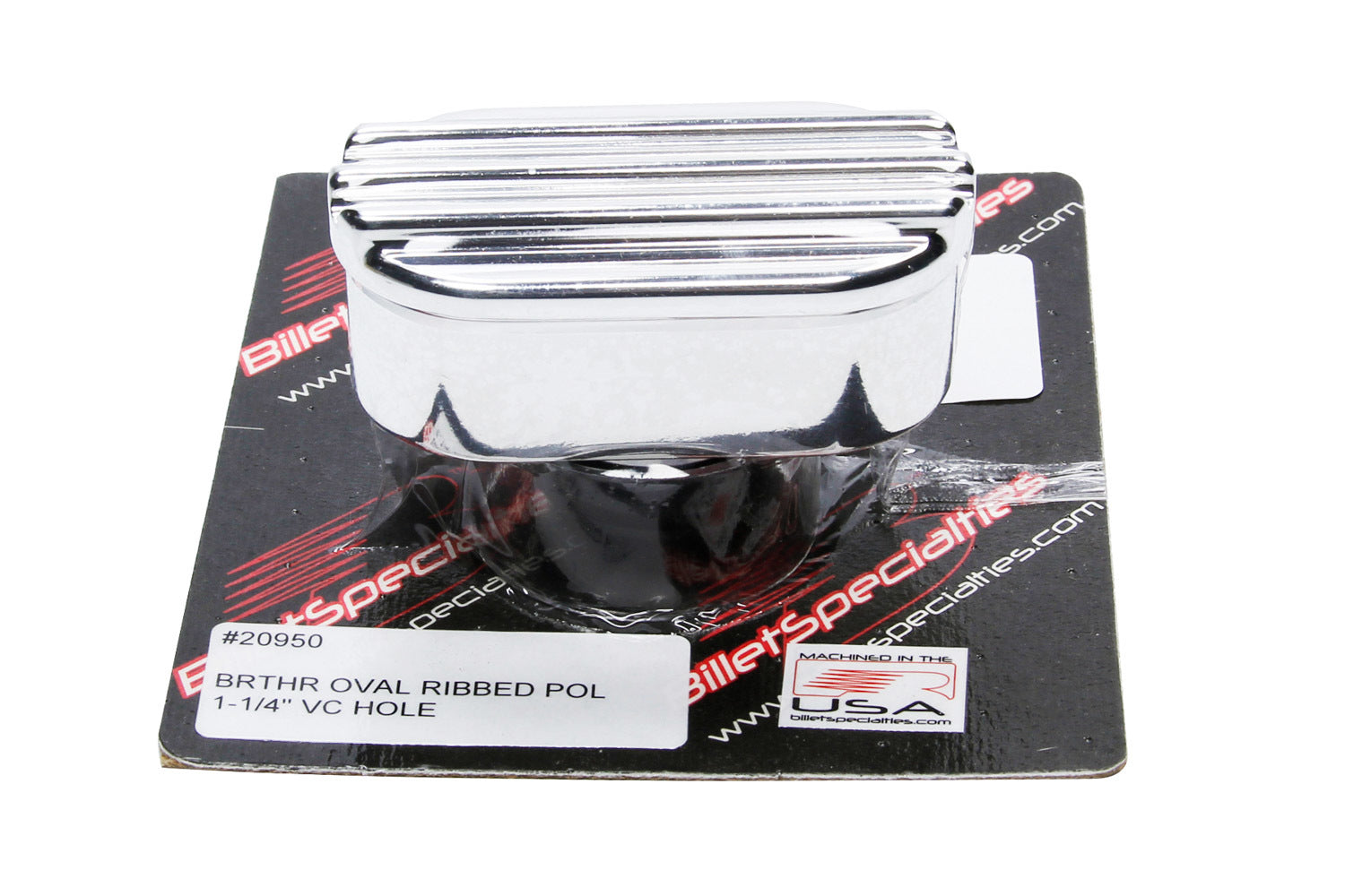 Billet Specialties Breather - Push-In - Oval - 1-1/4 in Hole - Aluminum - Polished - Each