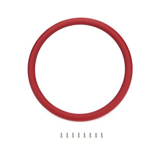 Billet Specialties Steering Wheel Half Wrap - Round - 14 in Diameter - Leather Cover - Red - Each