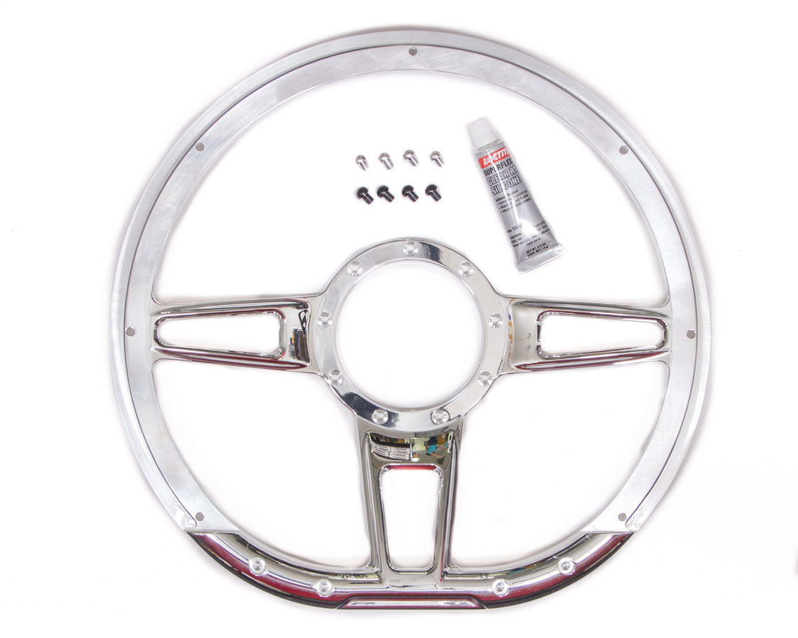 Billet Specialties Steering Wheel - Formula - 14 in Diameter - D-Shaped - 2 in Dish - 3-Spoke - Milled Finger Notches