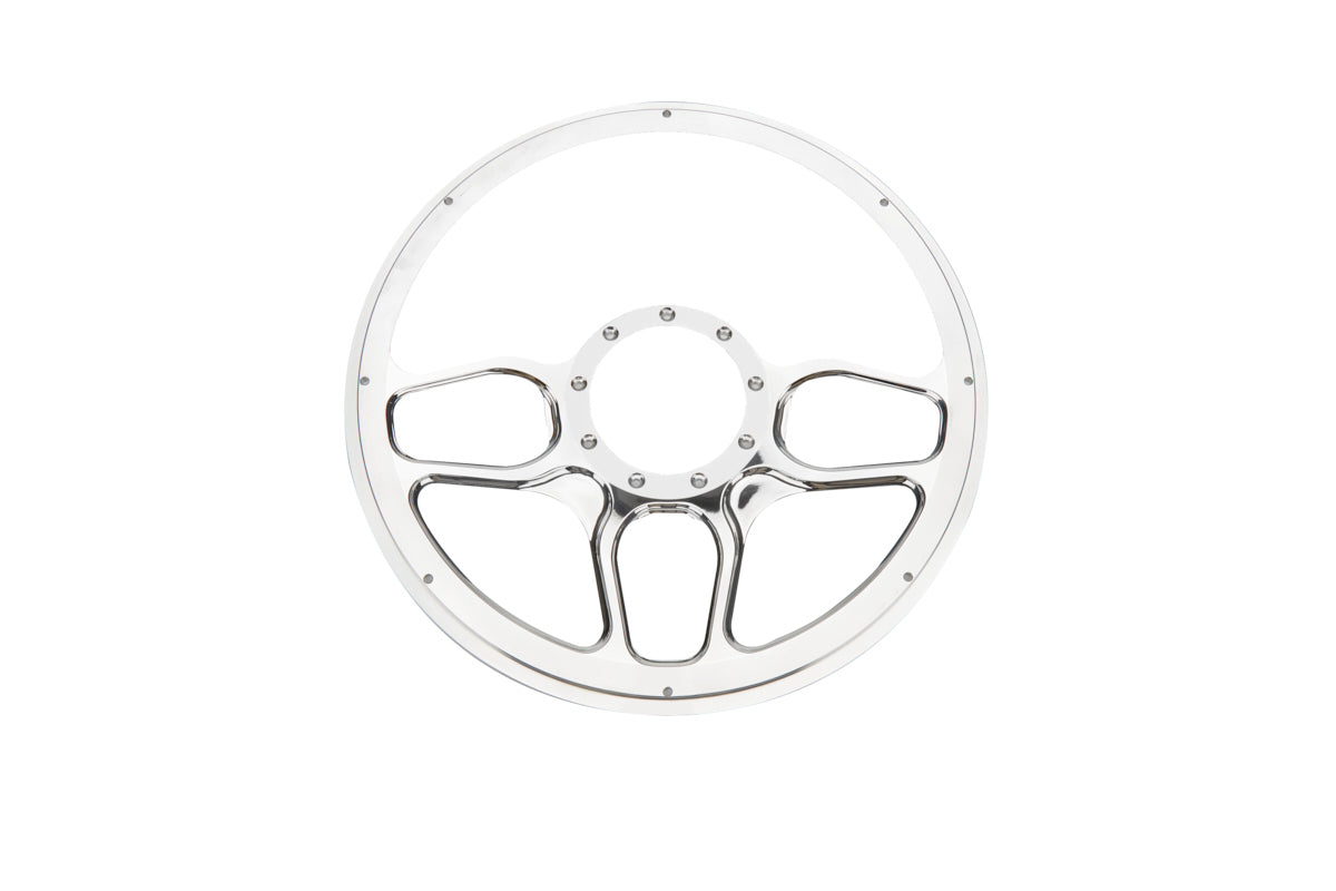 Billet Specialties Steering Wheel - Win Lite - 14 in Diameter - 2 in Dish - 6 Spoke - Milled Finger Notches - Aluminum