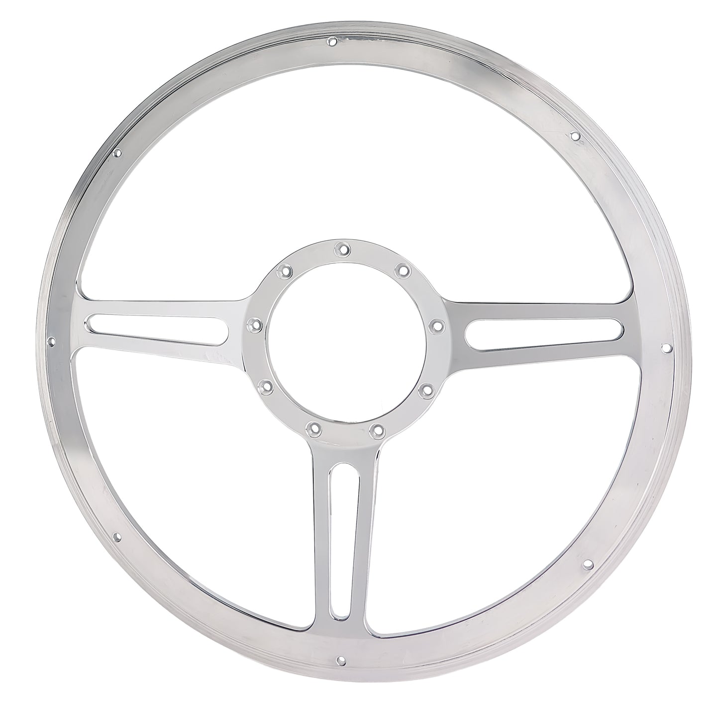 Billet Specialties Steering Wheel - Split Spoke - 14 in Diameter - 2 in Dish - 3-Spoke - Milled Finger Notches -
