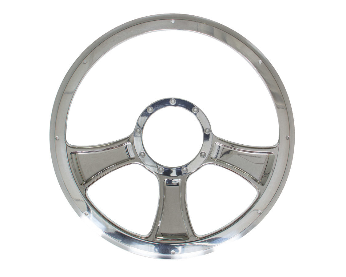 Billet Specialties Steering Wheel - Chicayne - 14 in Diameter - 2 in Dish - 3-Spoke - Milled Finger Notches - Aluminum