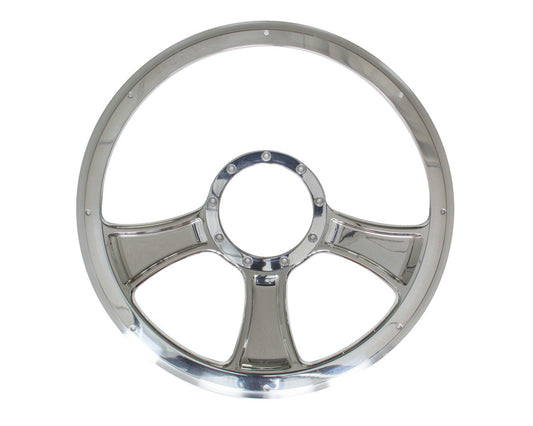 Billet Specialties Steering Wheel - Chicayne - 14 in Diameter - 2 in Dish - 3-Spoke - Milled Finger Notches - Aluminum