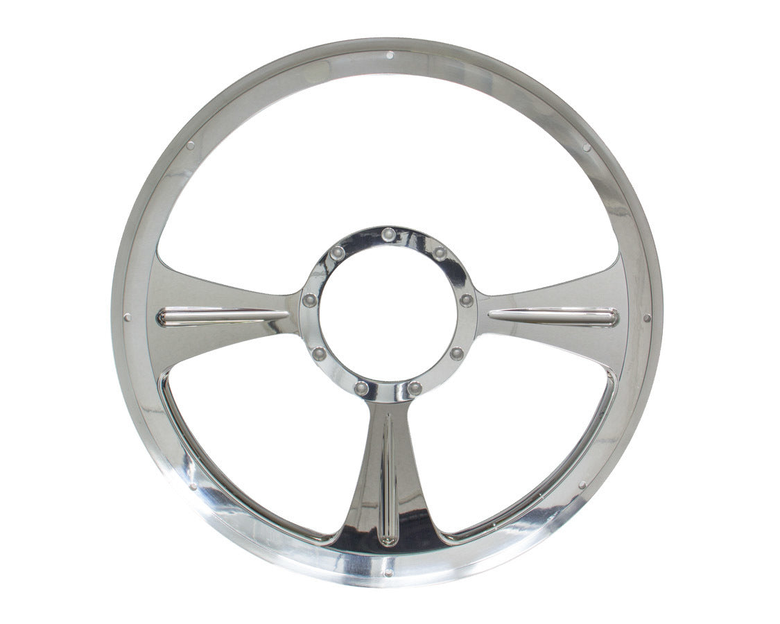 Billet Specialties Steering Wheel - GTX01 - 14 in Diameter - 2 in Dish - 3-Spoke - Milled Finger Notches - Aluminum -