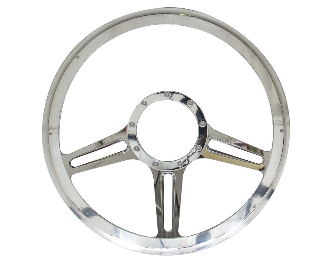 Billet Specialties Steering Wheel - Speedway - 14 in Diameter - 2 in Dish - 3-Spoke - Milled Finger Notches - Aluminum