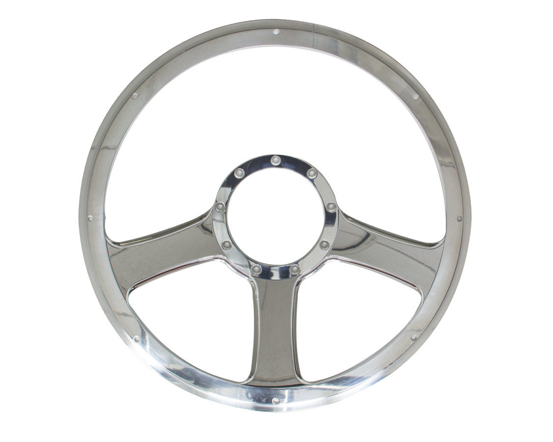 Billet Specialties Steering Wheel - Anthem - 14 in Diameter - 2 in Dish - 3-Spoke - Milled Finger Notches - Aluminum -