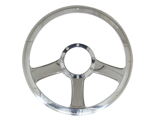 Billet Specialties Steering Wheel - Anthem - 14 in Diameter - 2 in Dish - 3-Spoke - Milled Finger Notches - Aluminum -