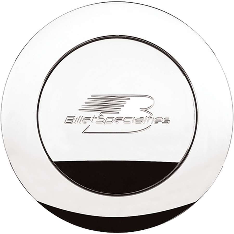 Billet Specialties Horn Button - Large - Natural Billet Specialties Logo - Aluminum - Polished - 9-Bolt Steering
