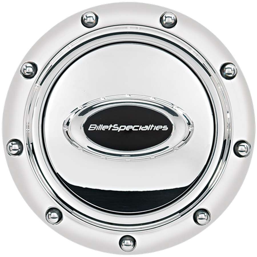 Billet Specialties Horn Button - Pro Style - Rivet - Black / Silver Billet Specialties Logo - Aluminum - Polished - Each