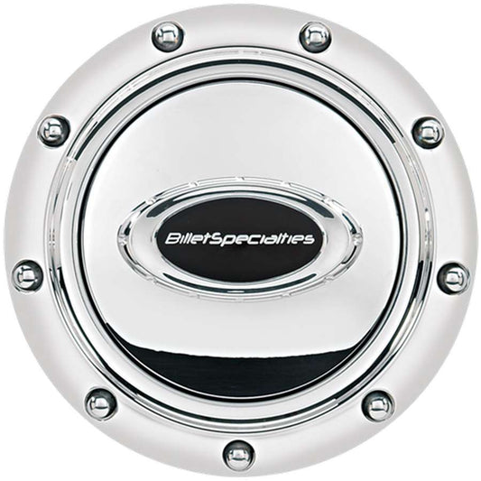 Billet Specialties Horn Button - Pro Style - Rivet - Black / Silver Billet Specialties Logo - Aluminum - Polished - Each