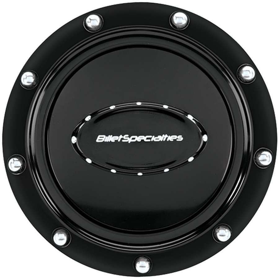 Billet Specialties Horn Button - Pro Style - Rivet - Black / Silver Billet Specialties Logo - Aluminum - Black