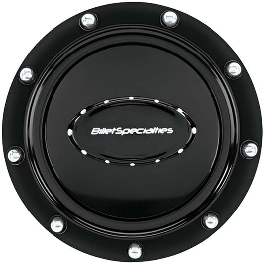 Billet Specialties Horn Button - Pro Style - Rivet - Black / Silver Billet Specialties Logo - Aluminum - Black
