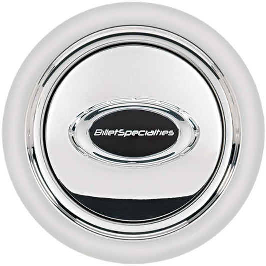 Billet Specialties Horn Button - Pro Style - Smooth - Black / Silver Billet Specialties Logo - Aluminum - Black
