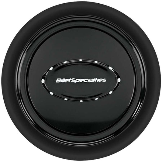 Billet Specialties Horn Button - Pro Style - Smooth - Black / Silver Billet Specialties Logo - Aluminum - Black