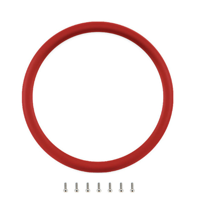 Billet Specialties Steering Wheel Half Wrap - Round - 15.5 in Diameter - Leather Cover - Red - Each