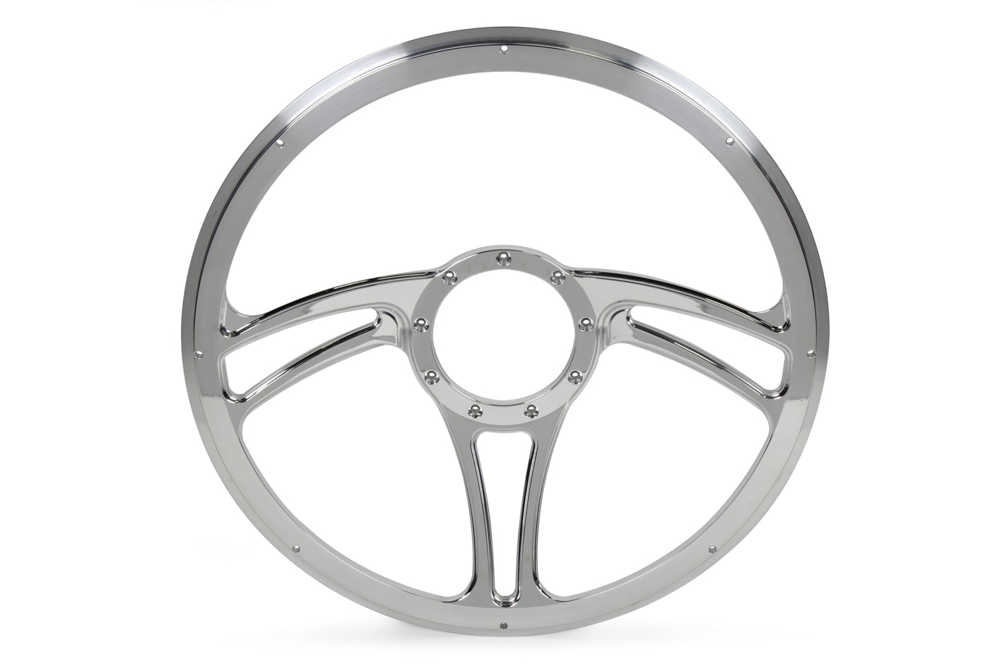 Billet Specialties Steering Wheel - BLVD 05 - 15.5 in Diameter - 2 in Dish - 3-Spoke - Milled Finger Notches -