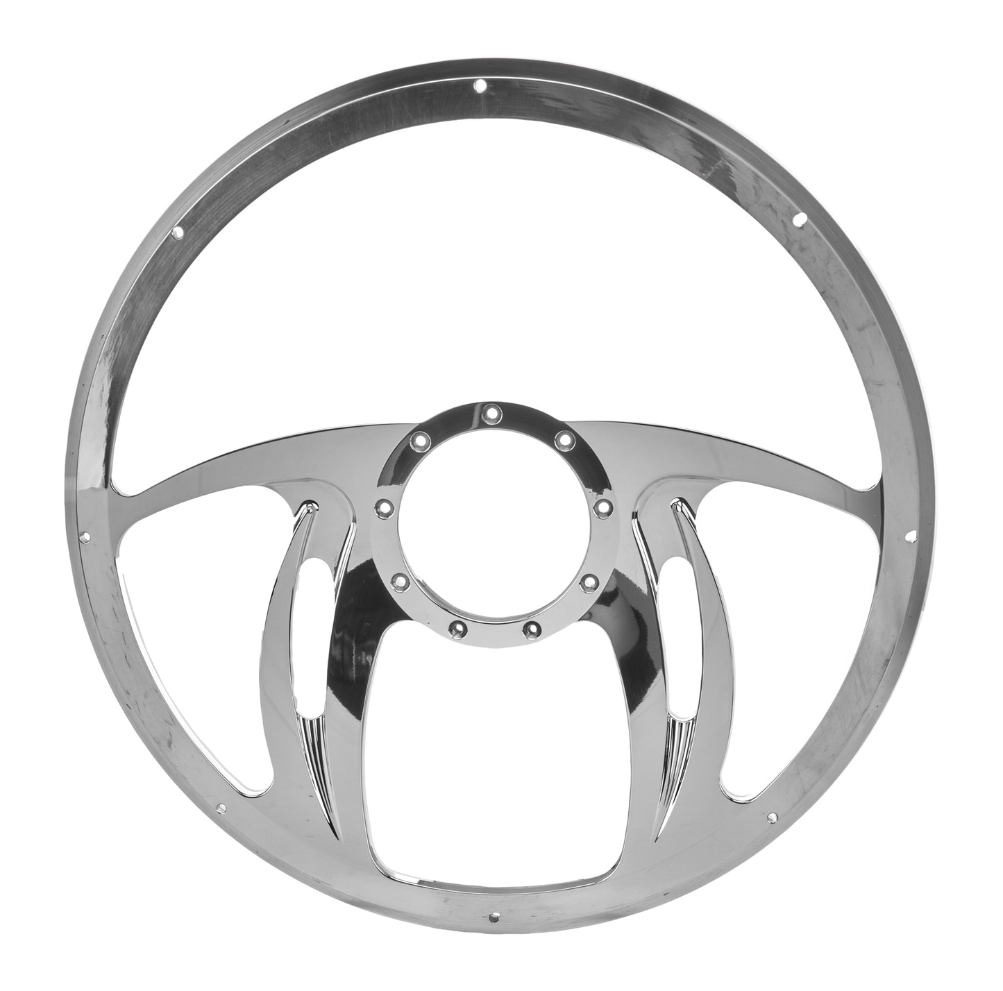 Billet Specialties Steering Wheel - Hurricane - 15.5 in Diameter - 2 in Dish - 4-Spoke - Milled Finger Notches -