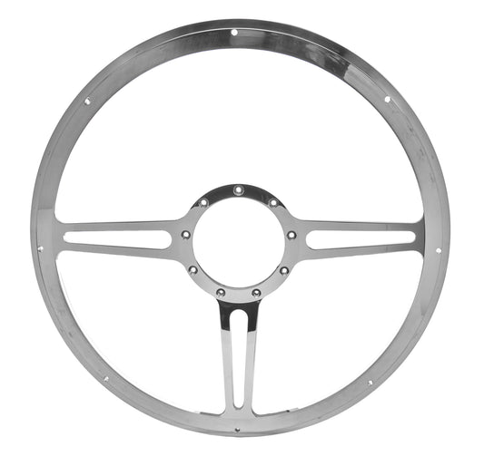 Billet Specialties Steering Wheel - Split Spoke - 15.5 in Diameter - 2 in Dish - 3-Spoke - Milled Finger Notches -