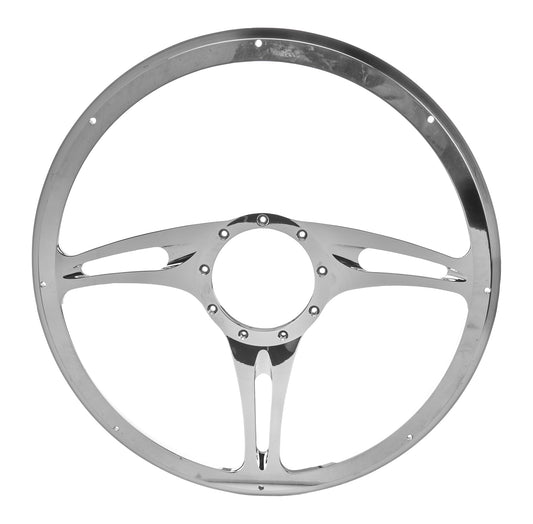 Billet Specialties Steering Wheel - Stealth - 15.5 in Diameter - 2 in Dish - 3-Spoke - Milled Finger Notches -