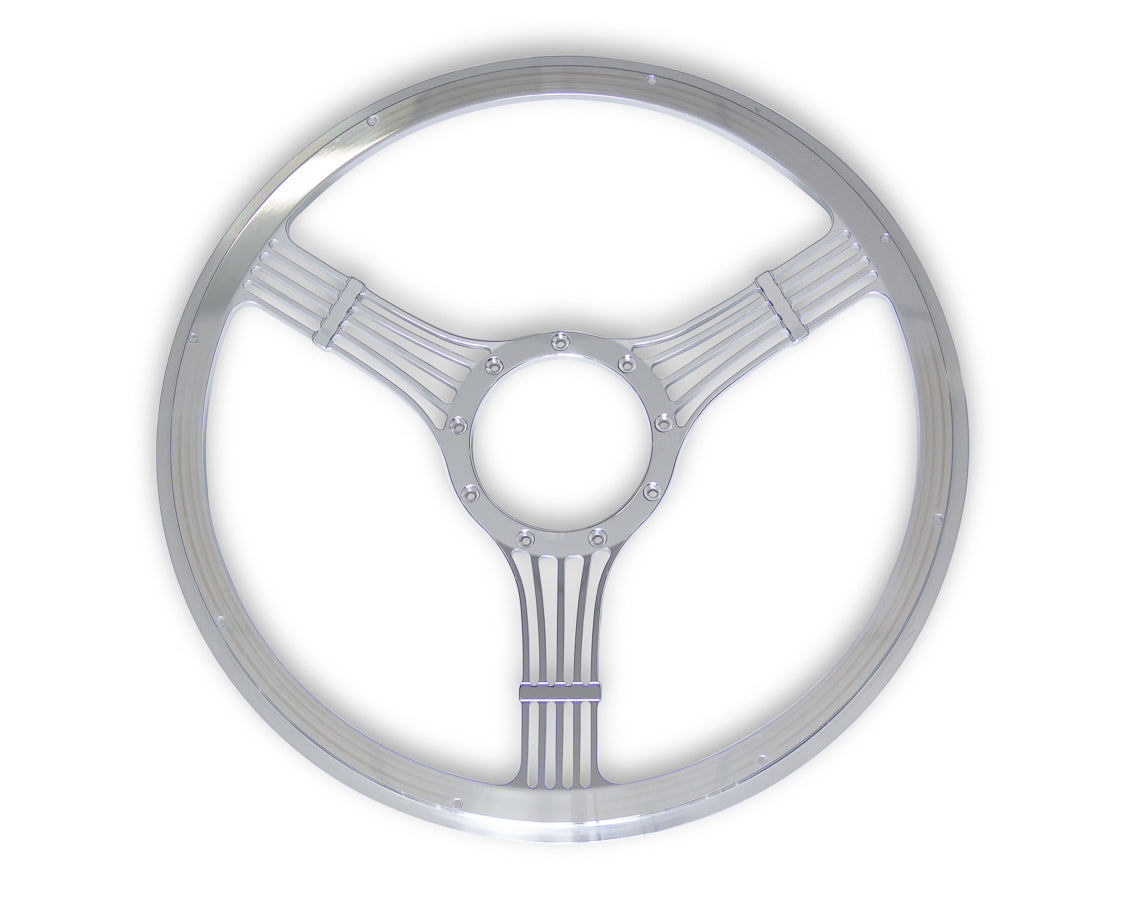 Billet Specialties Steering Wheel - Banjo - 15.5 in Diameter - 2 in Dish - 3-Spoke - Milled Finger Notches - Aluminum