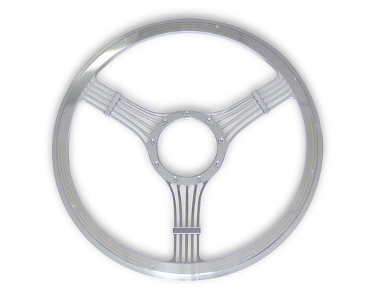 Billet Specialties Steering Wheel - Banjo - 15.5 in Diameter - 2 in Dish - 3-Spoke - Milled Finger Notches - Aluminum
