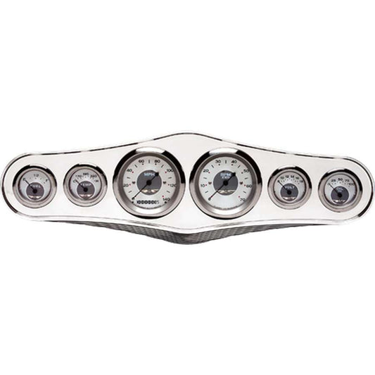 Billet Specialties Dash Panel - Two 3-3/8 in Holes - Four 2-1/8 in Holes - Machined Rib Accent - Aluminum - Polished -