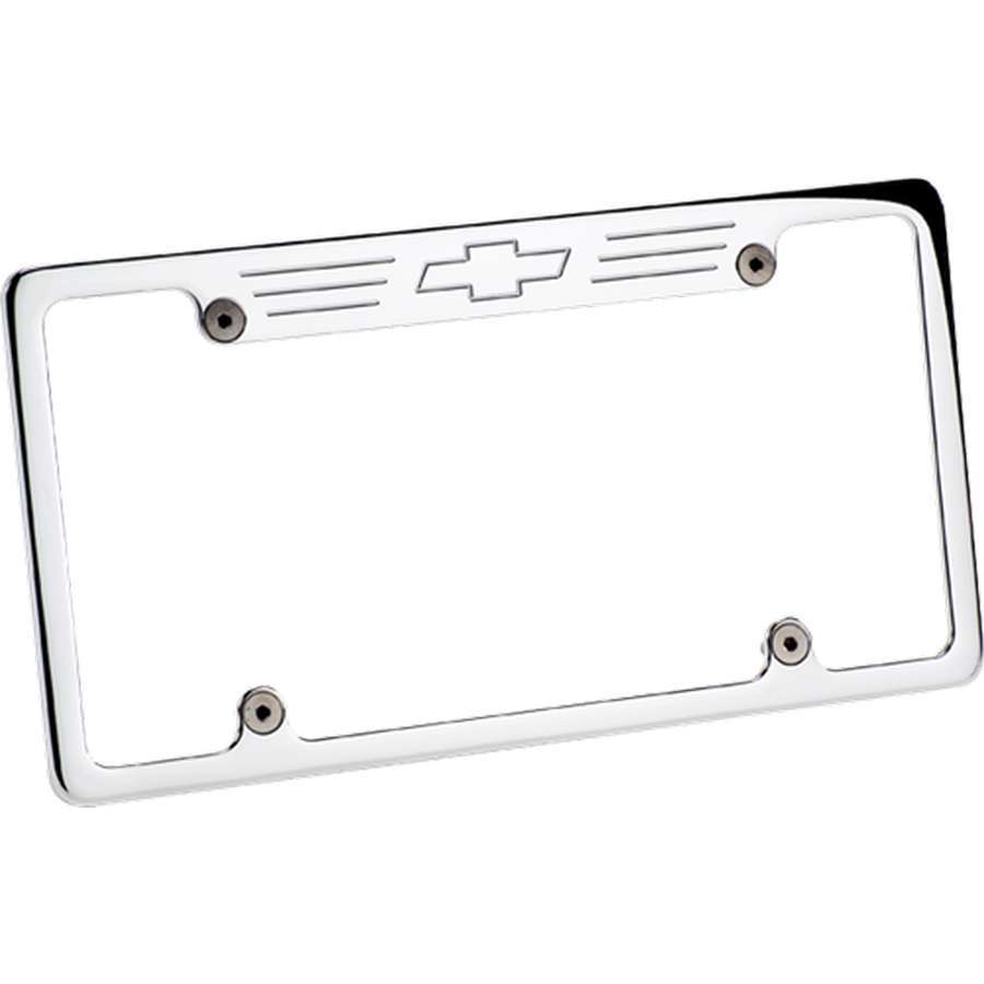 Billet Specialties License Plate Frame - 12.625 x 6.875 in - Stainless Hardware - Engraved Bowtie - Recessed -