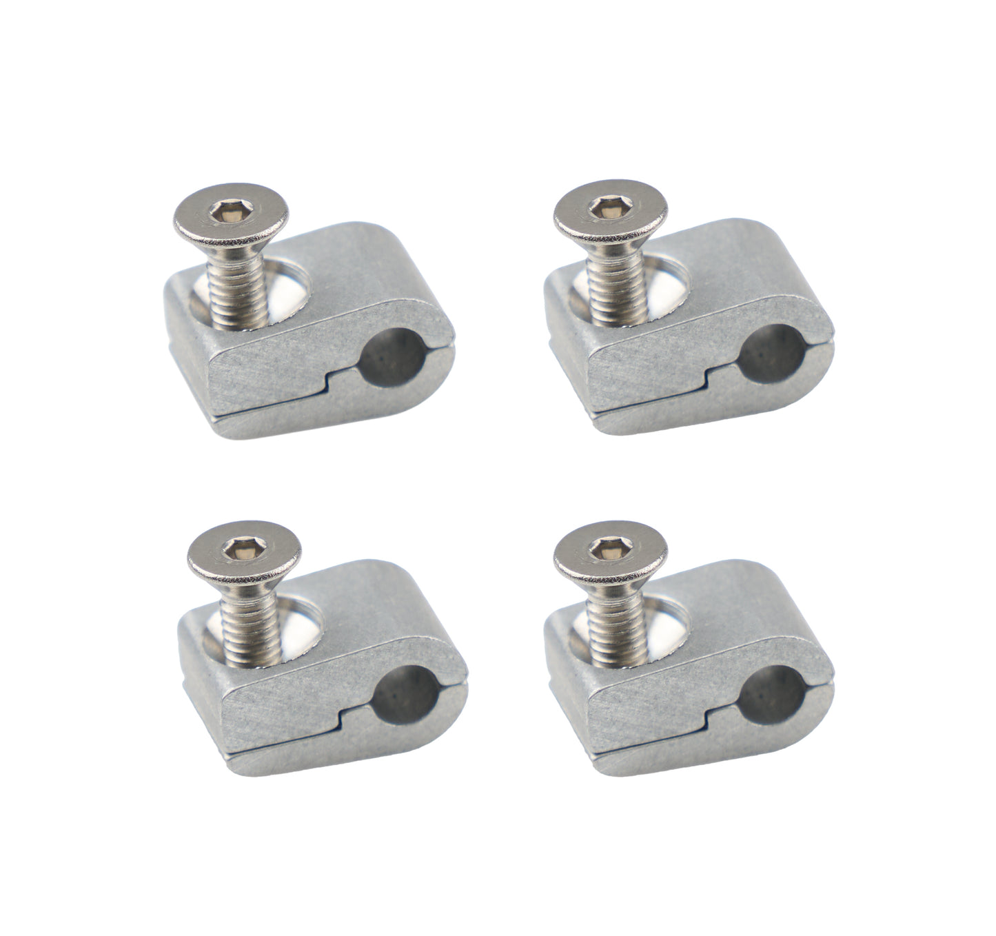 Billet Specialties Line Clamp - 2-Piece - 0.188 in ID - Stainless Hardware - Aluminum - Natural - Set of 4