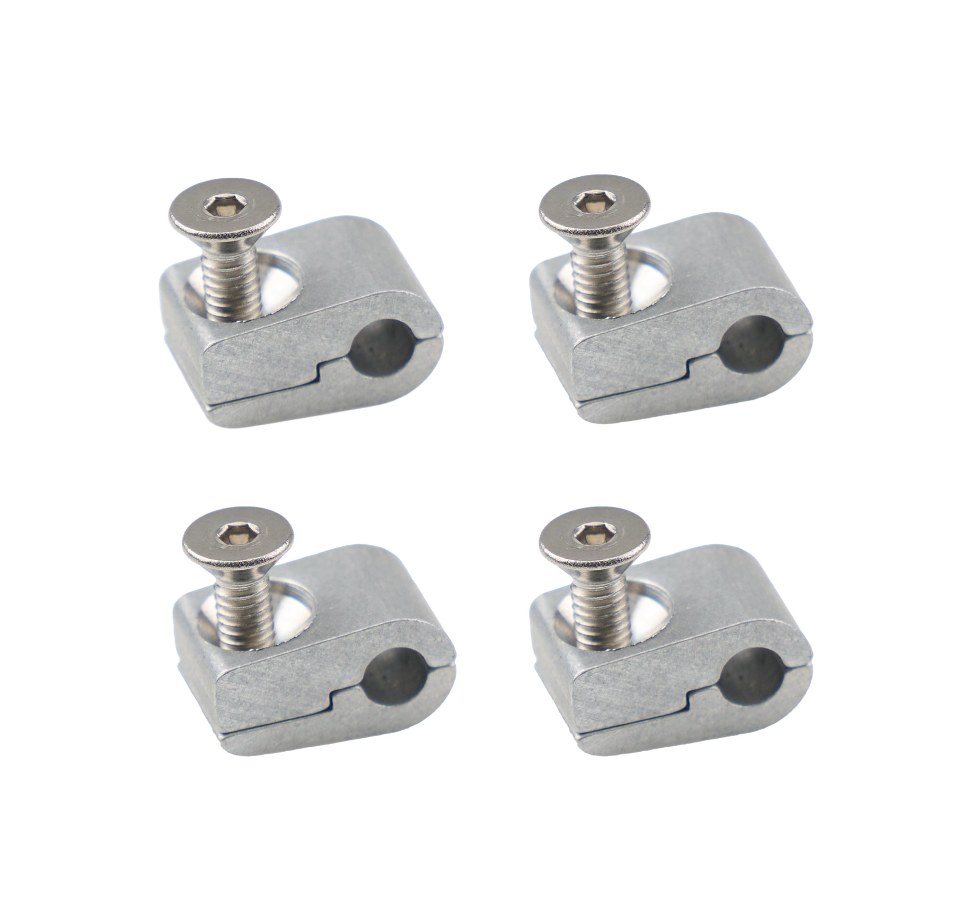 Billet Specialties Line Clamp - 2-Piece - 0.188 in ID - Stainless Hardware - Aluminum - Natural - Set of 4