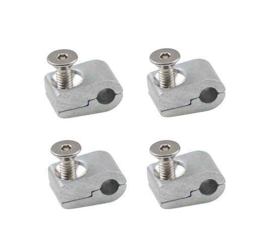 Billet Specialties Line Clamp - 2-Piece - 0.188 in ID - Stainless Hardware - Aluminum - Natural - Set of 4