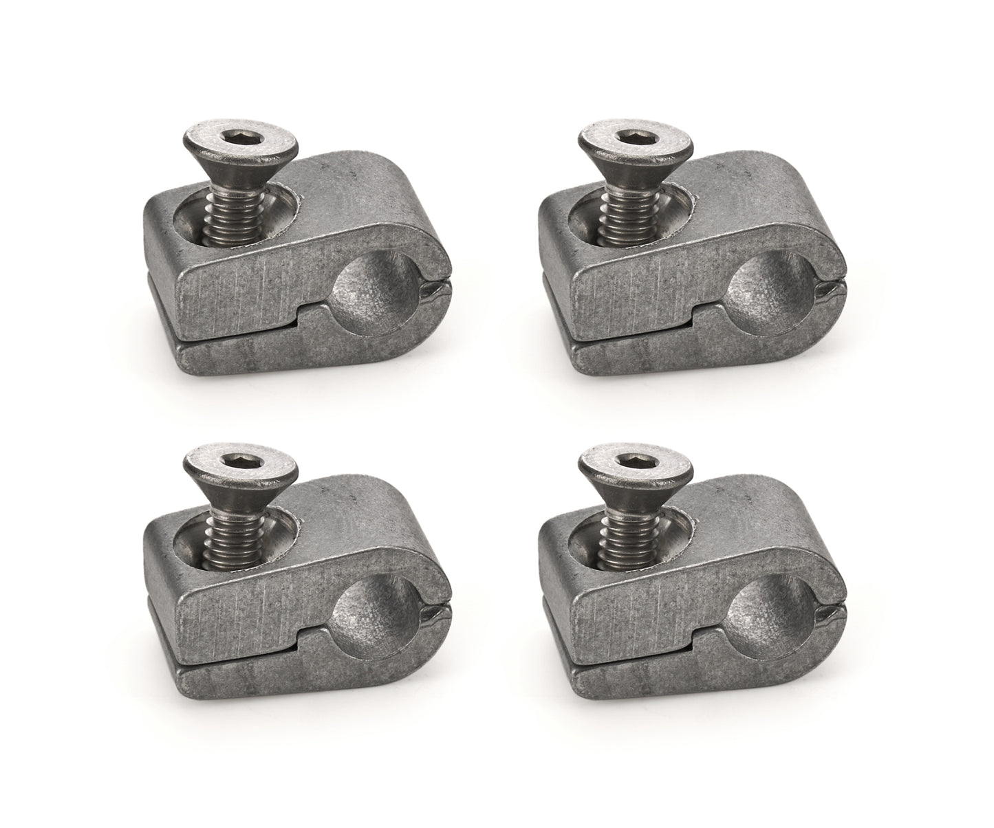 Billet Specialties Line Clamp - 2-Piece - 0.25 in ID - Stainless Hardware - Aluminum - Natural - Set of 4