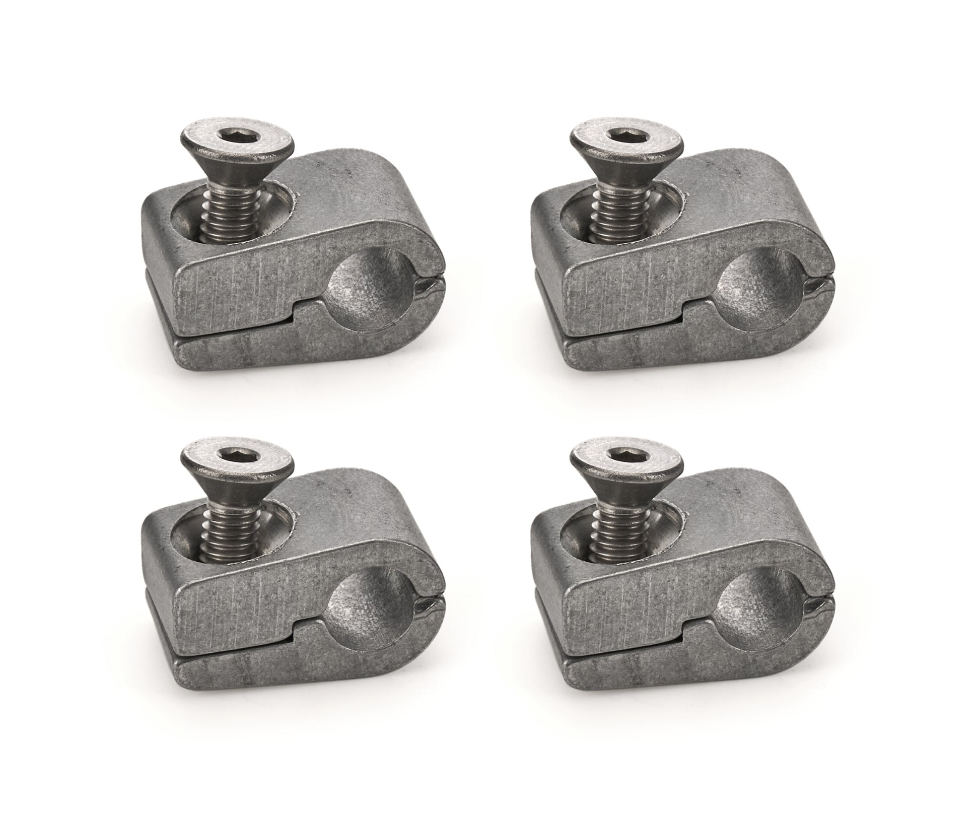 Billet Specialties Line Clamp - 2-Piece - 0.25 in ID - Stainless Hardware - Aluminum - Natural - Set of 4
