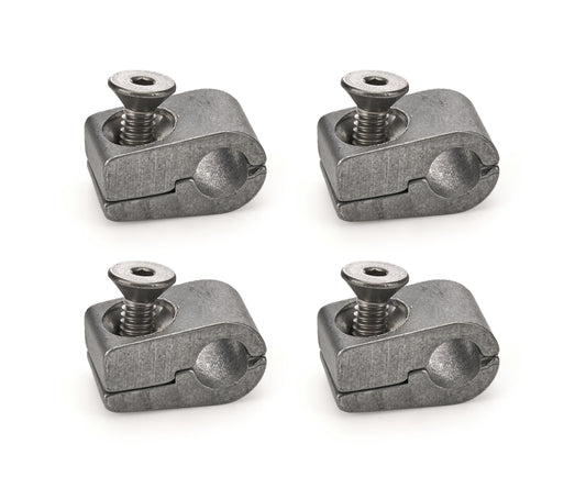 Billet Specialties Line Clamp - 2-Piece - 0.25 in ID - Stainless Hardware - Aluminum - Natural - Set of 4