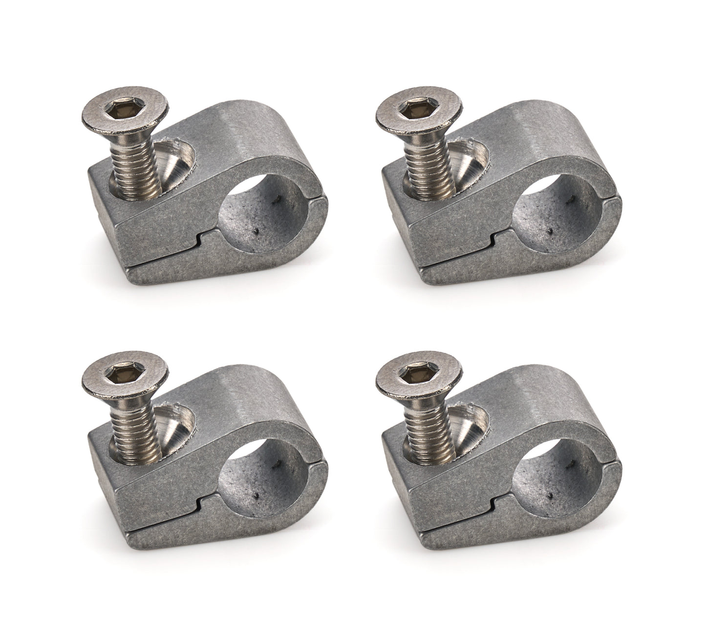 Billet Specialties Line Clamp - 2-Piece - 0.375 in ID - Stainless Hardware - Aluminum - Natural - Set of 4