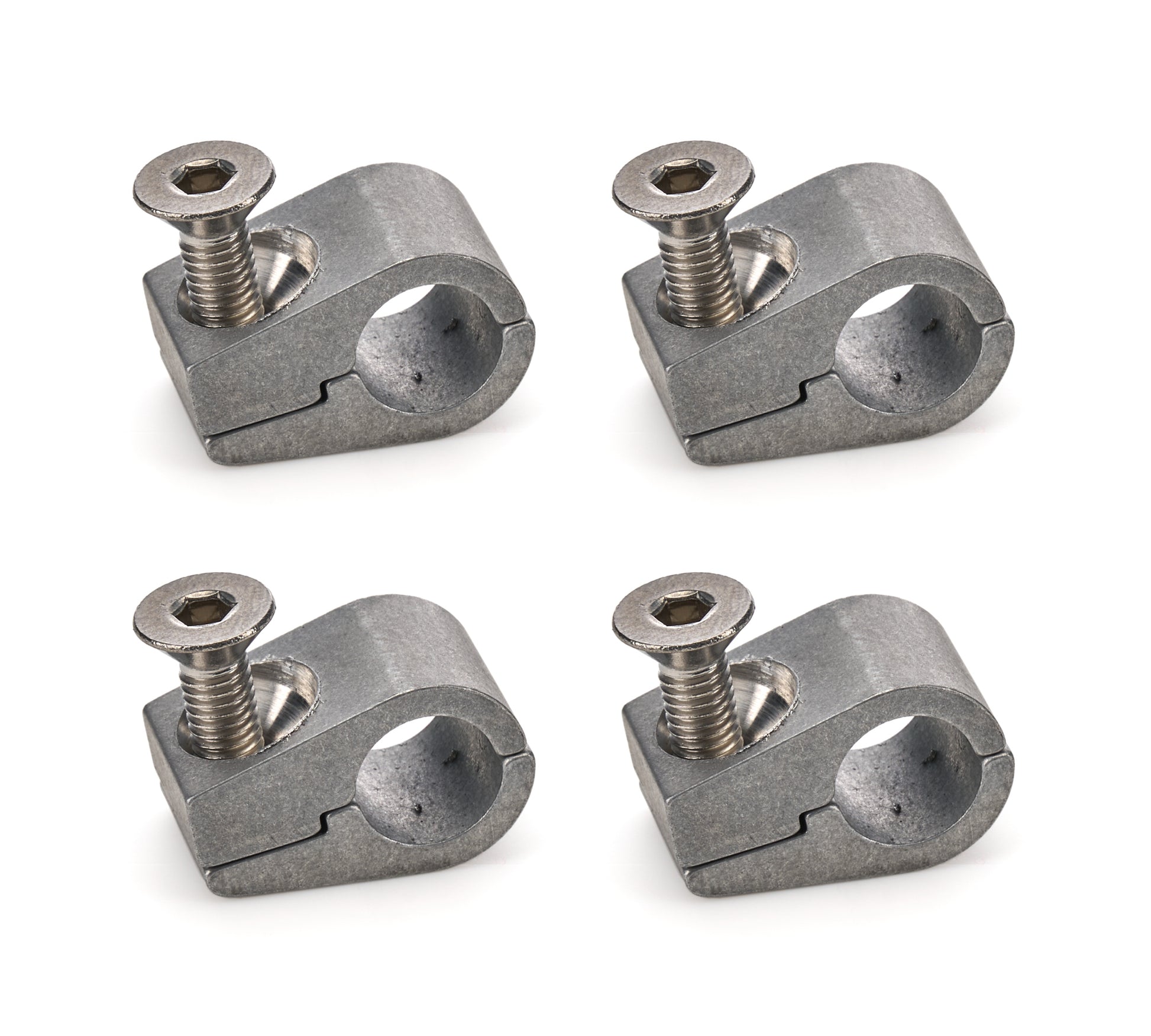 Billet Specialties Line Clamp - 2-Piece - 0.375 in ID - Stainless Hardware - Aluminum - Natural - Set of 4