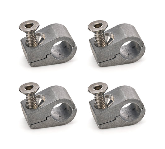 Billet Specialties Line Clamp - 2-Piece - 0.375 in ID - Stainless Hardware - Aluminum - Natural - Set of 4