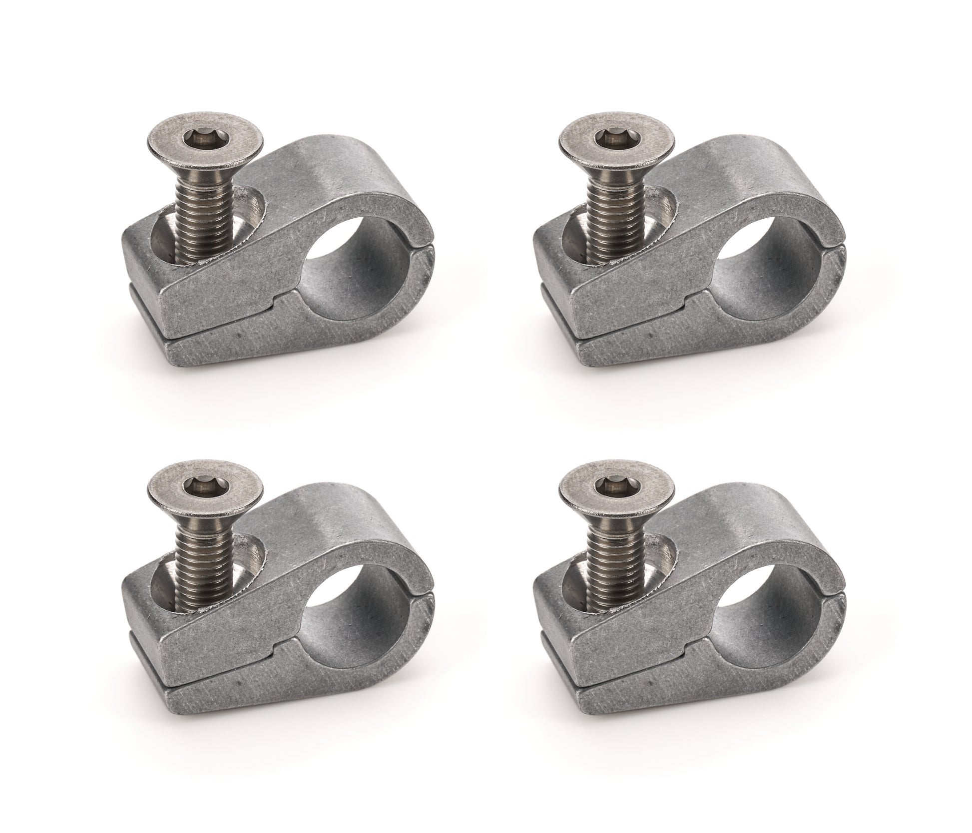Billet Specialties Line Clamp - 2-Piece - 0.5 in ID - Stainless Hardware - Aluminum - Natural - Set of 4