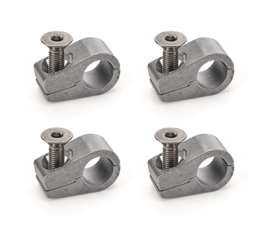 Billet Specialties Line Clamp - 2-Piece - 0.5 in ID - Stainless Hardware - Aluminum - Natural - Set of 4