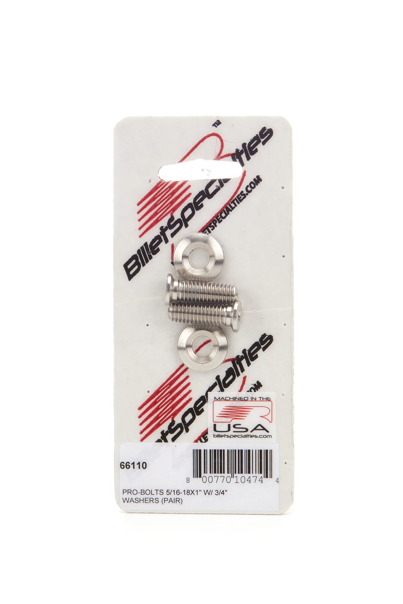 Billet Specialties Fender Bolt - Pro Bolts - 5/16-18 in - 1 in Long - 0.75 in Washer - Allen Head - Stainless - Pair