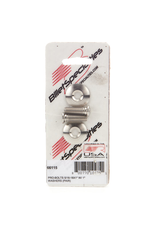 Billet Specialties Fender Bolt - Pro Bolts - 5/16-18 in - 1 in Long - 1 in Washer - Allen Head - Stainless - Natural -
