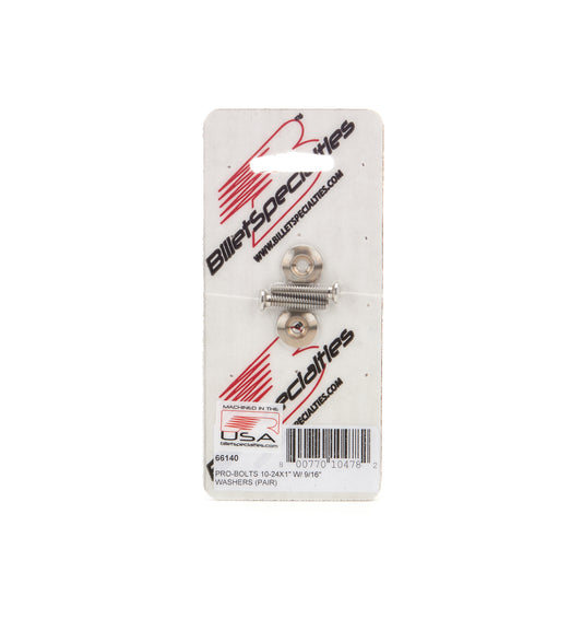 Billet Specialties Fender Bolt - Pro Bolts - 10-24 in - 1 in Long - 0.563 in Washer - Allen Head - Stainless - Natural