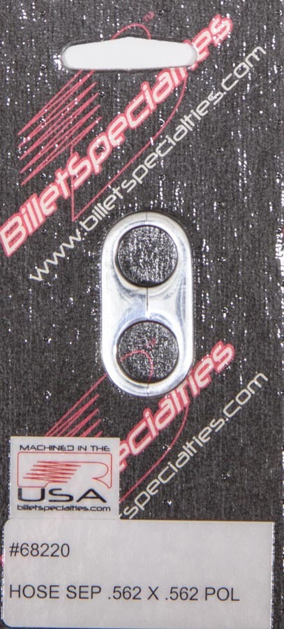 Billet Specialties Hose / Tube Separators - Two 0.562 in Holes - Stainless Hardware - Aluminum - Polished - Each