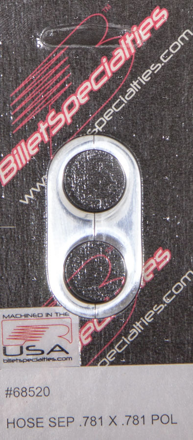 Billet Specialties Hose / Tube Separators - Two 0.781 in Holes - Stainless Hardware - Aluminum - Polished - Each