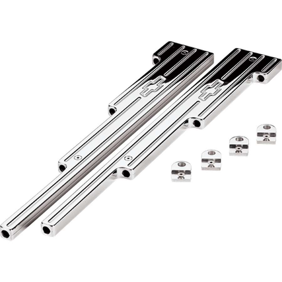 Billet Specialties Spark Plug Wire Loom - Valve Cover Mount - 9 mm - Horizontal - Ball Milled - Bowtie Logo - Aluminum