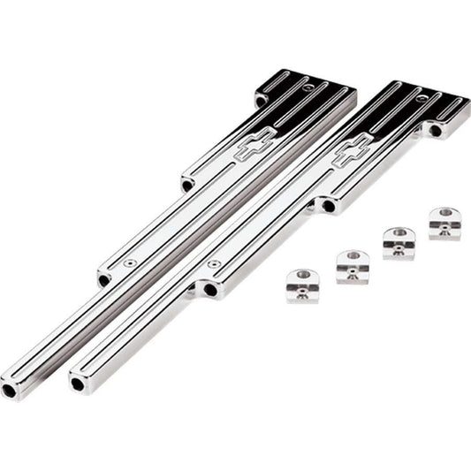 Billet Specialties Spark Plug Wire Loom - Valve Cover Mount - 9 mm - Horizontal - Ball Milled - Bowtie Logo - Aluminum