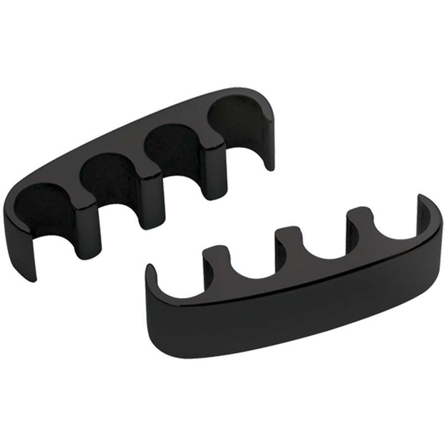 Billet Specialties Spark Plug Wire Loom - 4 Wire - 8.5 mm - Aluminum - Black Anodized - Clip Style - Pair